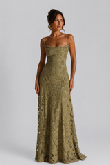 Women’s Floral Maxi Occasion Dress - Sculpted Silhouette