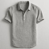 Men's Navy Linen Short Sleeve Polo Shirt