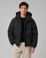 Men's Hooded Winter Puffer Jacket With Drawstring Hem