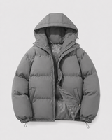 Men's Hooded Winter Puffer Jacket With Drawstring Hem