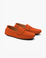 Men's Navy Suede Penny Driver Loafers