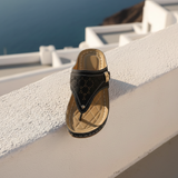 Women’s Black Leather Wedge Sandal – Arch Support