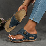 Women’s Black Leather Wedge Sandal – Arch Support