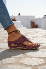 Women’s Black Leather Wedge Sandal – Arch Support