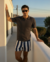 Men's Cream Ribbed Knit Polo Shirt
