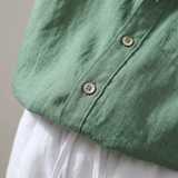 Men's Green and White Linen Short Sleeve Set