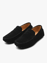 Men's Navy Suede Penny Driver Loafers