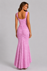 Women’s Floral Corset Maxi Dress - Sculpted Silhouette