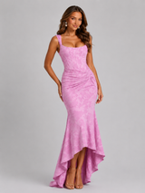 Women’s Floral Corset Maxi Dress - Sculpted Silhouette