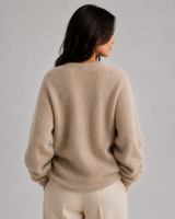 Women's Fluffy V-Neck Button-Front Cardigan