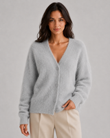 Women's Fluffy V-Neck Button-Front Cardigan