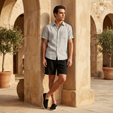 Men’s Linen Short Sleeve Shirt and Shorts Set