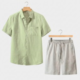 Men’s Linen Short Sleeve Shirt & Shorts Set