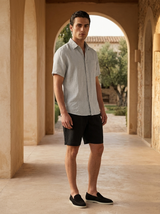 Men’s Linen Short Sleeve Shirt and Shorts Set