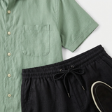 Men’s Linen Short Sleeve Shirt & Shorts Set