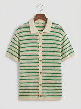 Men's Green and Cream Striped Knit