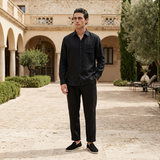 Men's Black Linen Shirt and Pants Set