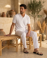 Men's Textured Cotton Polo Shirt