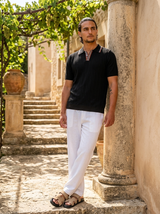 Men's Ribbed Knit Polo Shirt
