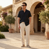 Men's Linen Short Sleeve Shirt and Pants Set