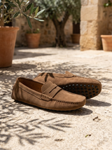 Men's Navy Suede Penny Driver Loafers