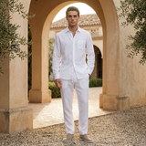 Men's Beige Linen Shirt and Pants Set