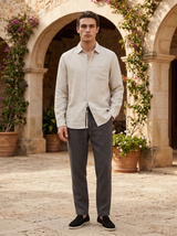 Men’s Linen Long Sleeve Shirt & Trousers Set