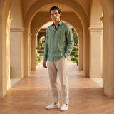 Men’s Linen Shirt and Pants Set – Sage