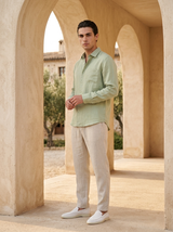 Men’s Linen Shirt and Pants Set – Sage