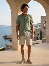 Men’s Linen Short Sleeve Shirt & Shorts Set