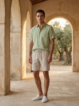 Men’s Linen Short Sleeve Shirt & Shorts Set