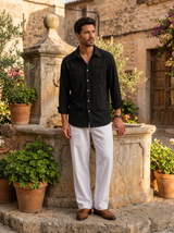 Men's Striped Cotton Long Sleeve Shirt