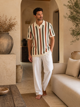 Men's Striped Knit Polo Shirt - Resort