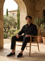 Men's Black Linen Shirt and Pants Set