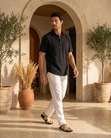 Men's Short Sleeve Linen Polo Shirt