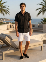 Men’s Linen Short Sleeve Shirt & Shorts Set