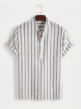 Men's Striped Cotton Short Sleeve Shirt