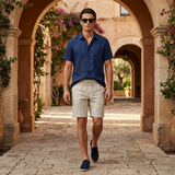 Men’s Linen Short Sleeve Shirt and Shorts Set