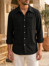 Men's Striped Cotton Long Sleeve Shirt