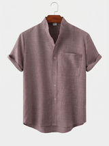 Men's Linen Short Sleeve Button-Up Shirt