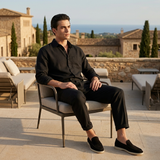 Men's Black Linen Shirt and Pants Set