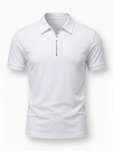 Men's Navy Cotton Zip Polo Shirt
