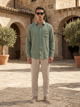 Men's Linen Long Sleeve Shirt and Pants Set - Resort