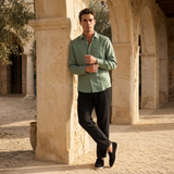 Men's Green Linen Shirt and Pants Set