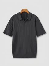 Men's Cream Ribbed Knit Polo Shirt