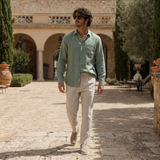 Men's Linen Long Sleeve Shirt and Pants Set - Resort