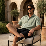 Men’s Linen Short Sleeve Shirt & Shorts Set