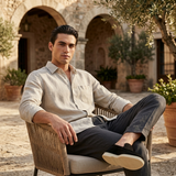 Men’s Linen Long Sleeve Shirt & Trousers Set