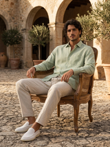 Men’s Linen Shirt and Pants Set – Sage