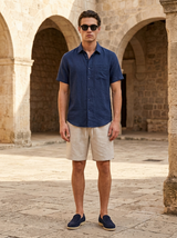 Men’s Linen Short Sleeve Shirt and Shorts Set